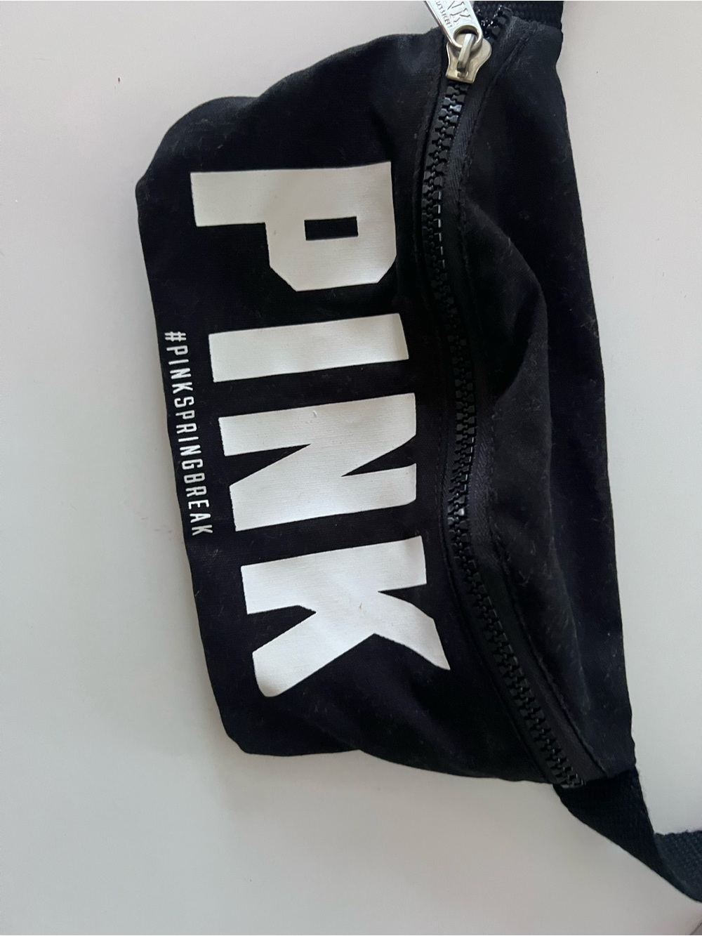 PINK Victoria's Secret Black Belt Bag with White Logo